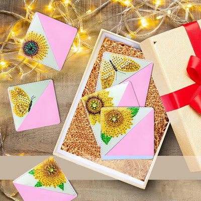 9Pcs Butterfly and Sunflower PU Corner Cover Bookmark Diamond Painting Kits