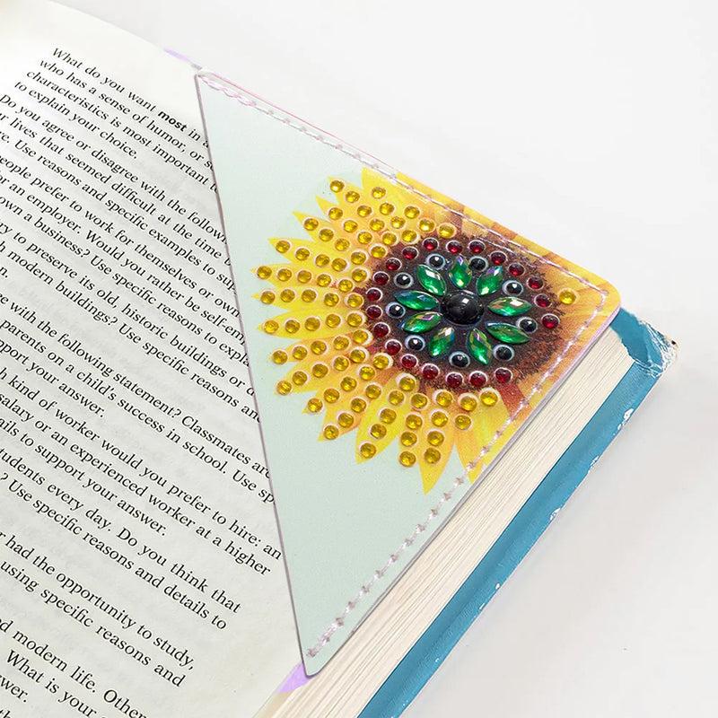 9Pcs Butterfly and Sunflower PU Corner Cover Bookmark Diamond Painting Kits