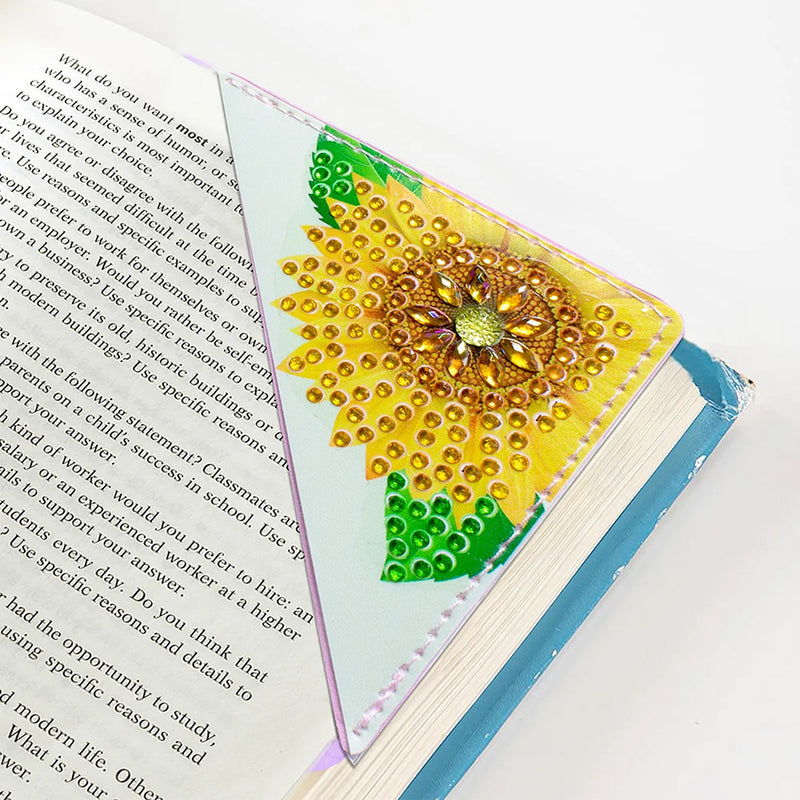 9Pcs Butterfly and Sunflower PU Corner Cover Bookmark Diamond Painting Kits