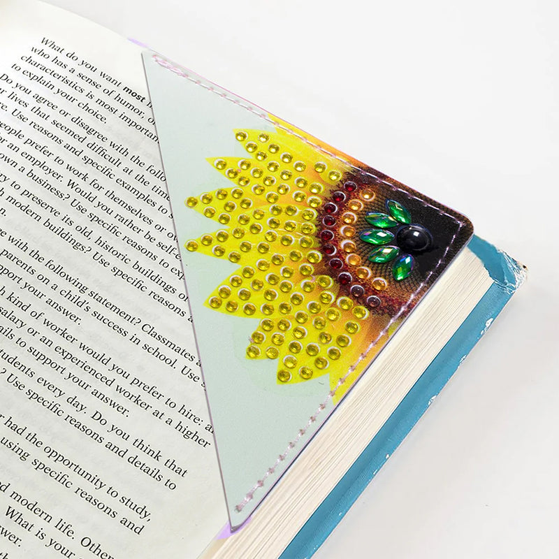 9Pcs Butterfly and Sunflower PU Corner Cover Bookmark Diamond Painting Kits