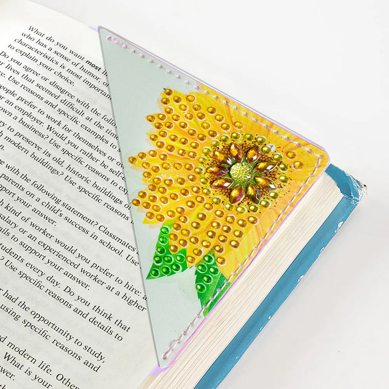 9Pcs Butterfly and Sunflower PU Corner Cover Bookmark Diamond Painting Kits