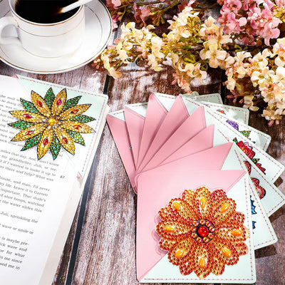 12Pcs Various chrysanthemums PU Corner Cover Bookmark Diamond Painting Kits