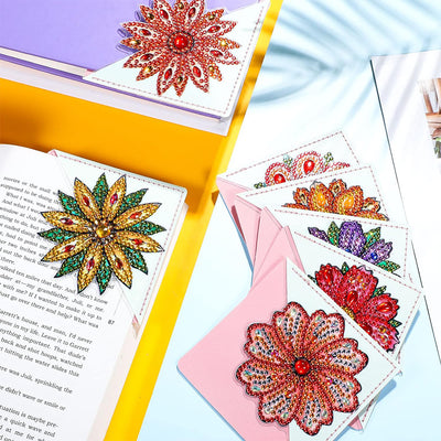 12Pcs Various chrysanthemums PU Corner Cover Bookmark Diamond Painting Kits