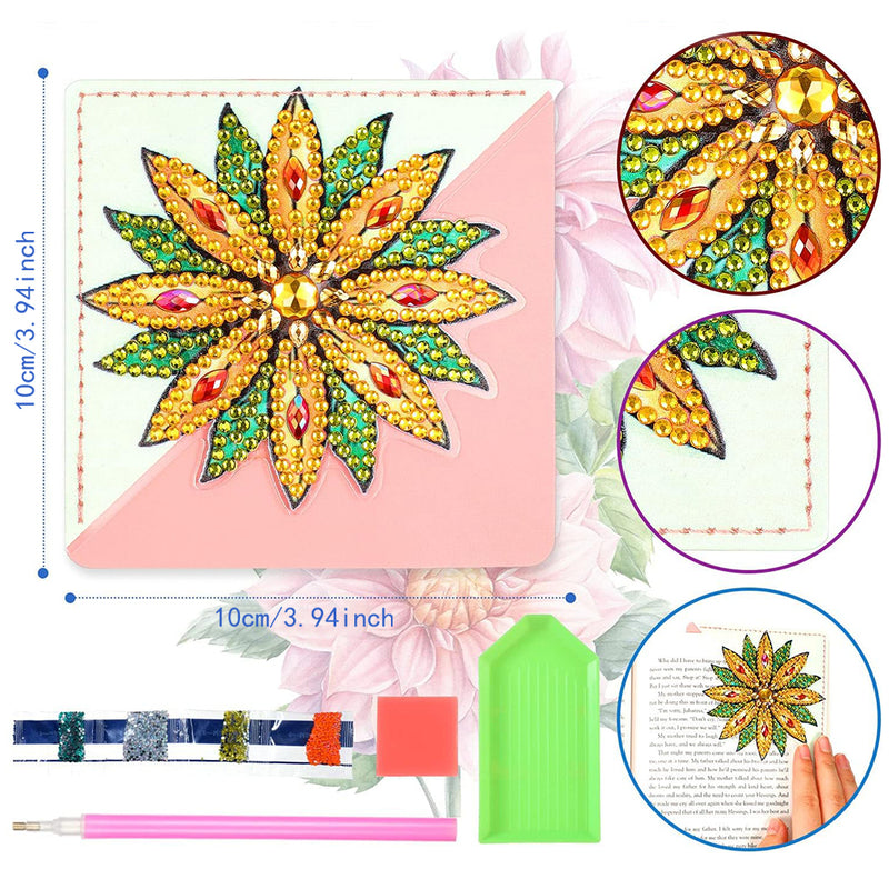 12Pcs Various chrysanthemums PU Corner Cover Bookmark Diamond Painting Kits