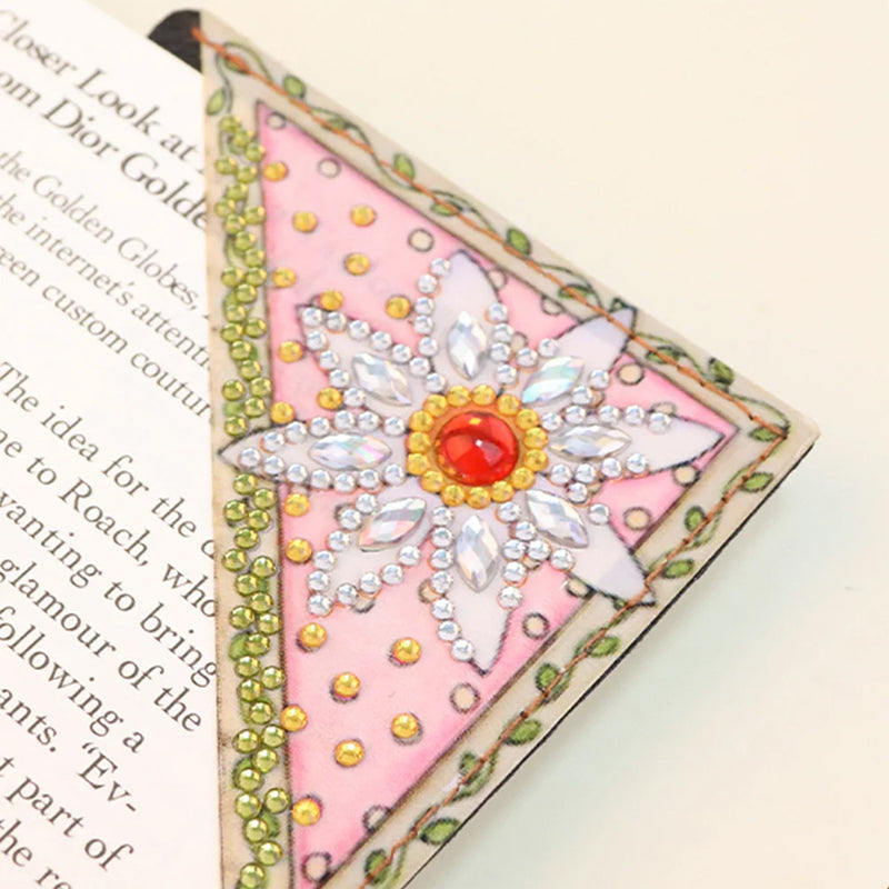 4Pcs Cute Flowers PU Corner Cover Bookmark Diamond Painting Kits