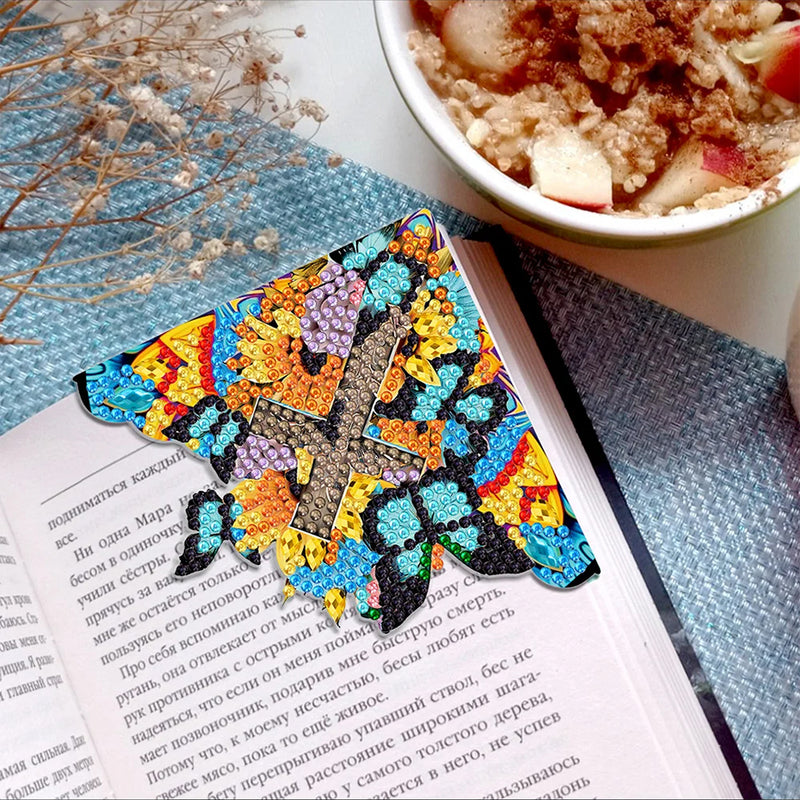 4Pcs Butterfly Cross PU Corner Cover Bookmark Diamond Painting Kits