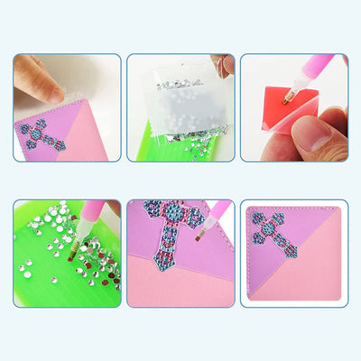 4Pcs Clorful Cross PU Corner Cover Bookmark Diamond Painting Kits