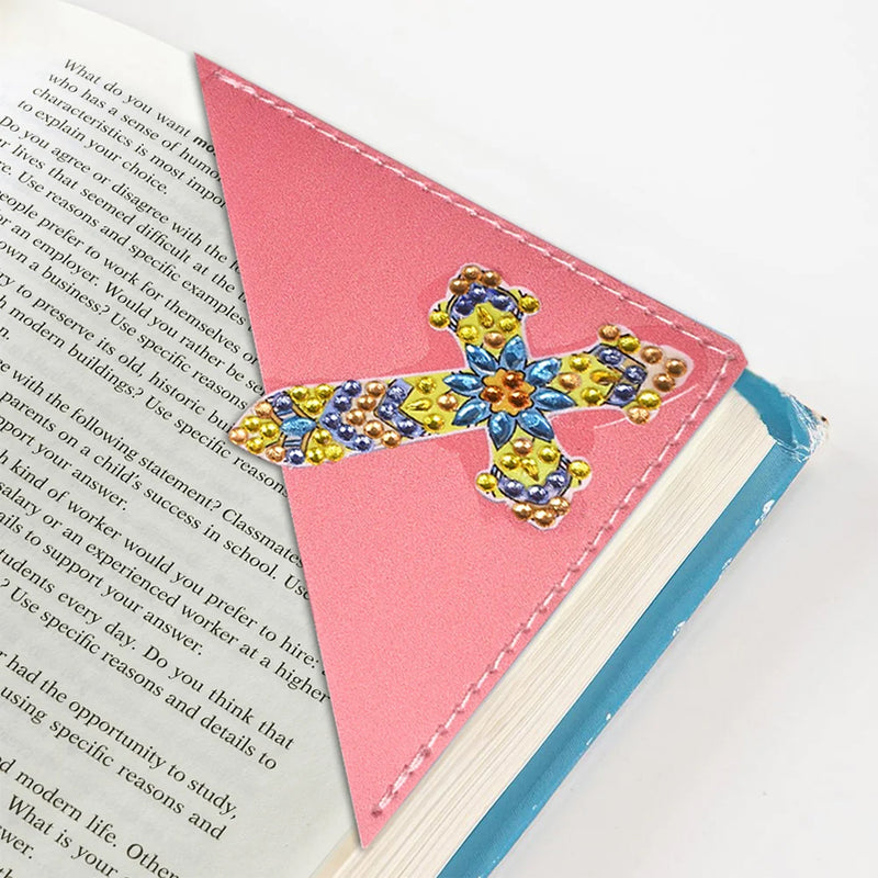 4Pcs Clorful Cross PU Corner Cover Bookmark Diamond Painting Kits