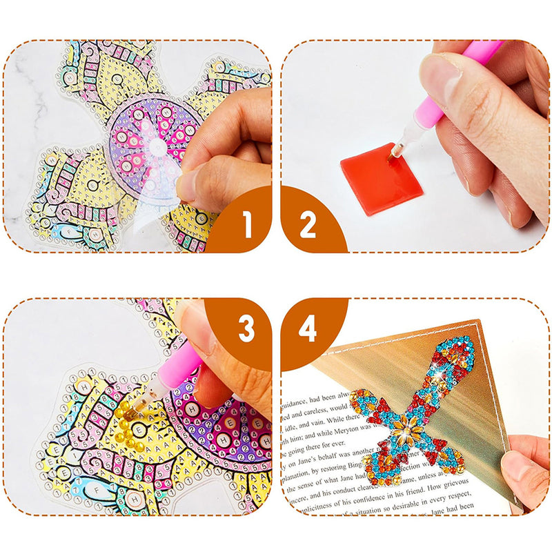 6Pcs Ornate Cross PU Corner Cover Bookmark Diamond Painting Kits