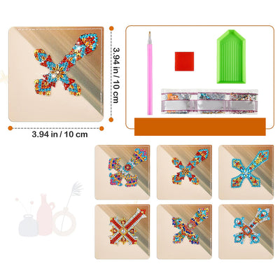 6Pcs Ornate Cross PU Corner Cover Bookmark Diamond Painting Kits