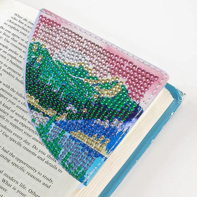 6Pcs Summer Landscape PU Corner Cover Bookmark Diamond Painting Kits