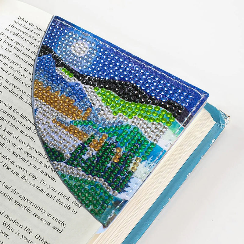 6Pcs Summer Landscape PU Corner Cover Bookmark Diamond Painting Kits