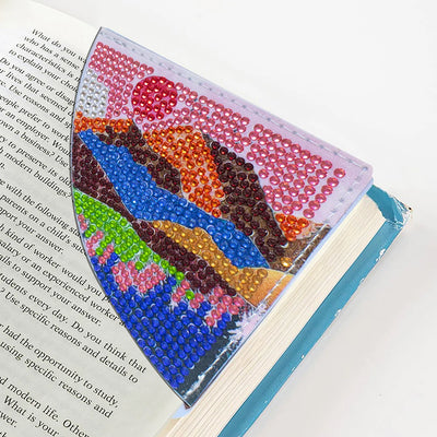 6Pcs Summer Landscape PU Corner Cover Bookmark Diamond Painting Kits