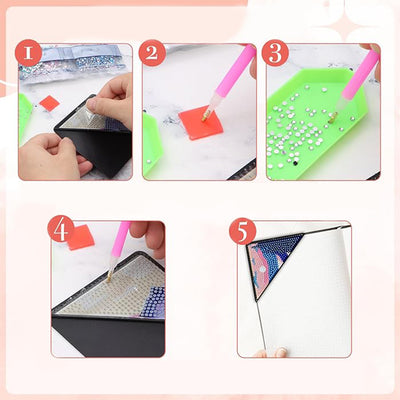 8Pcs Mountain and Moon PU Corner Cover Bookmark Diamond Painting Kits