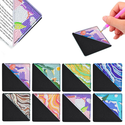 8Pcs Abstract Mountain and Cloud PU Corner Cover Bookmark Diamond Painting Kits