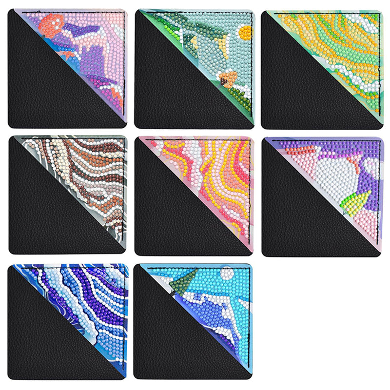 8Pcs Abstract Mountain and Cloud PU Corner Cover Bookmark Diamond Painting Kits