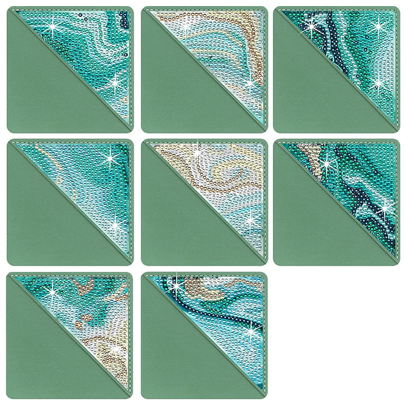 8Pcs Abstract Sea PU Corner Cover Bookmark Diamond Painting Kits