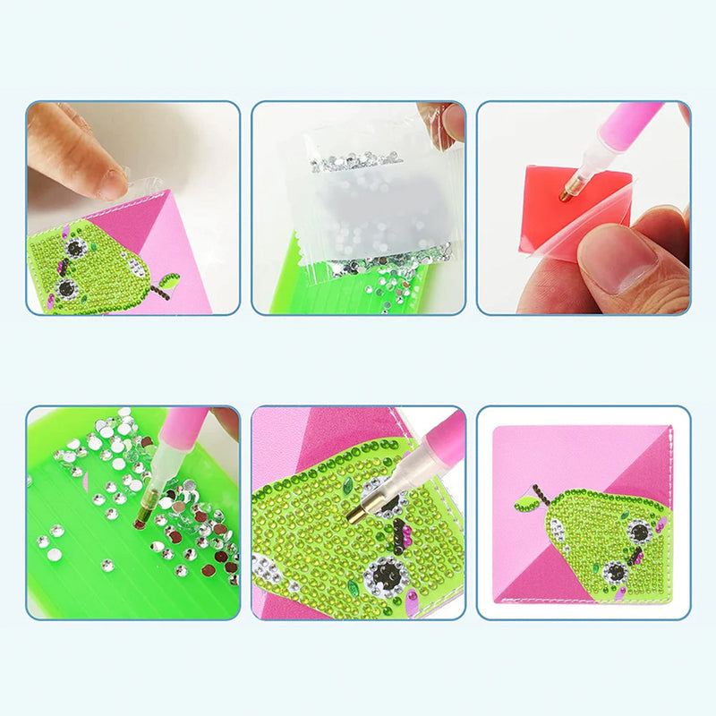 9Pcs Cute Summer Fruits PU Corner Cover Bookmark Diamond Painting Kits