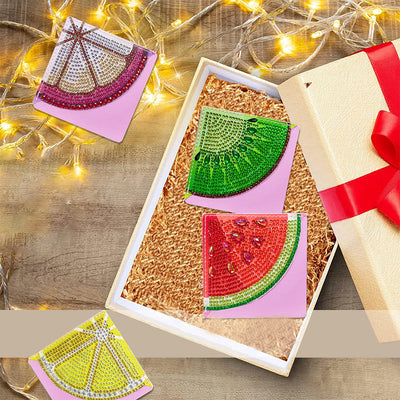 6Pcs Summer Fruits PU Corner Cover Bookmark Diamond Painting Kits