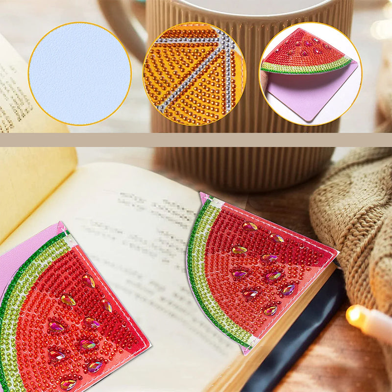 6Pcs Summer Fruits PU Corner Cover Bookmark Diamond Painting Kits