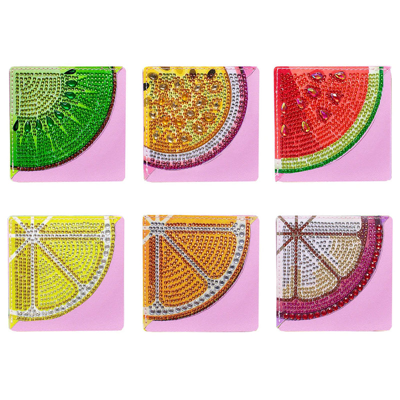 6Pcs Summer Fruits PU Corner Cover Bookmark Diamond Painting Kits