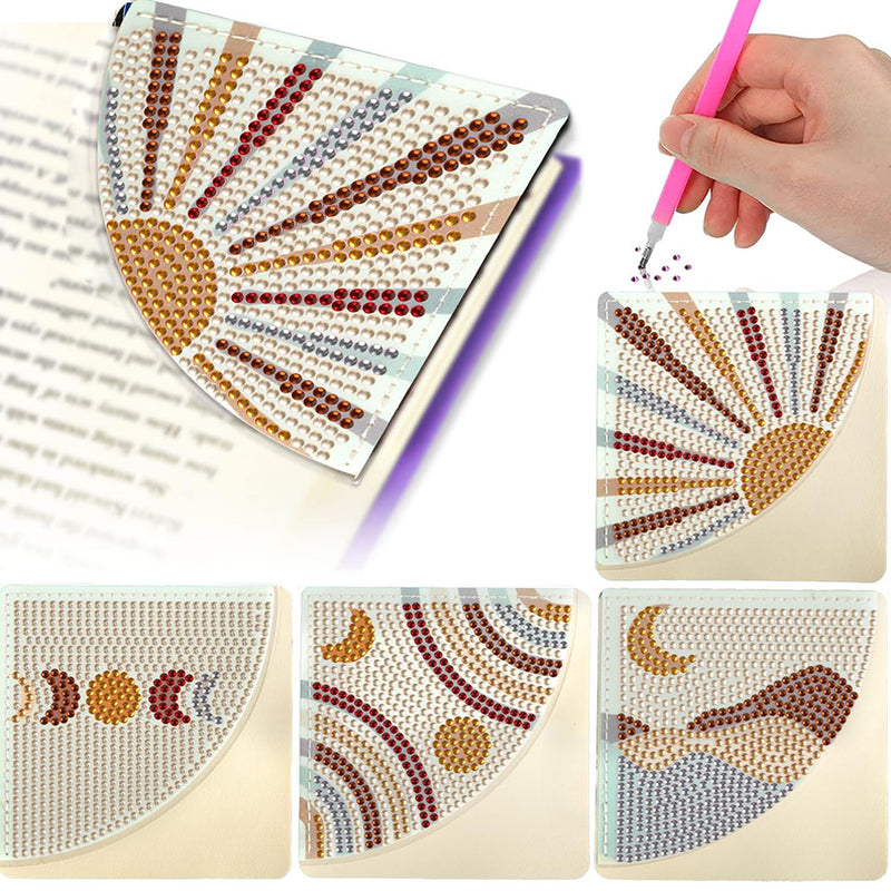 4Pcs Sun and Moon PU Corner Cover Bookmark Diamond Painting Kits