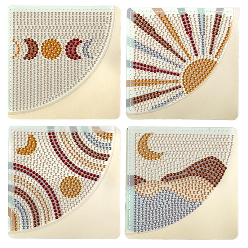 4Pcs Sun and Moon PU Corner Cover Bookmark Diamond Painting Kits