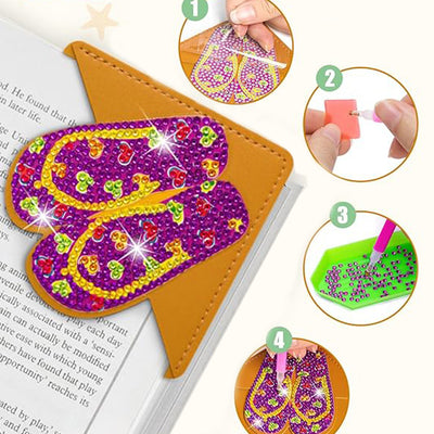 8Pcs Summer Flip Flops PU Corner Cover Bookmark Diamond Painting Kits