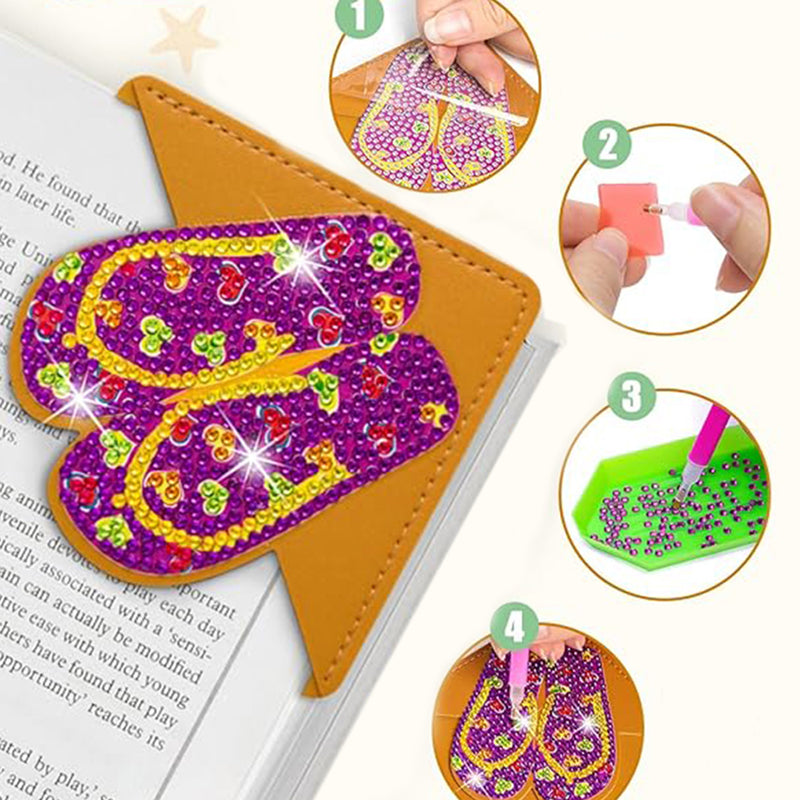 8Pcs Summer Flip Flops PU Corner Cover Bookmark Diamond Painting Kits