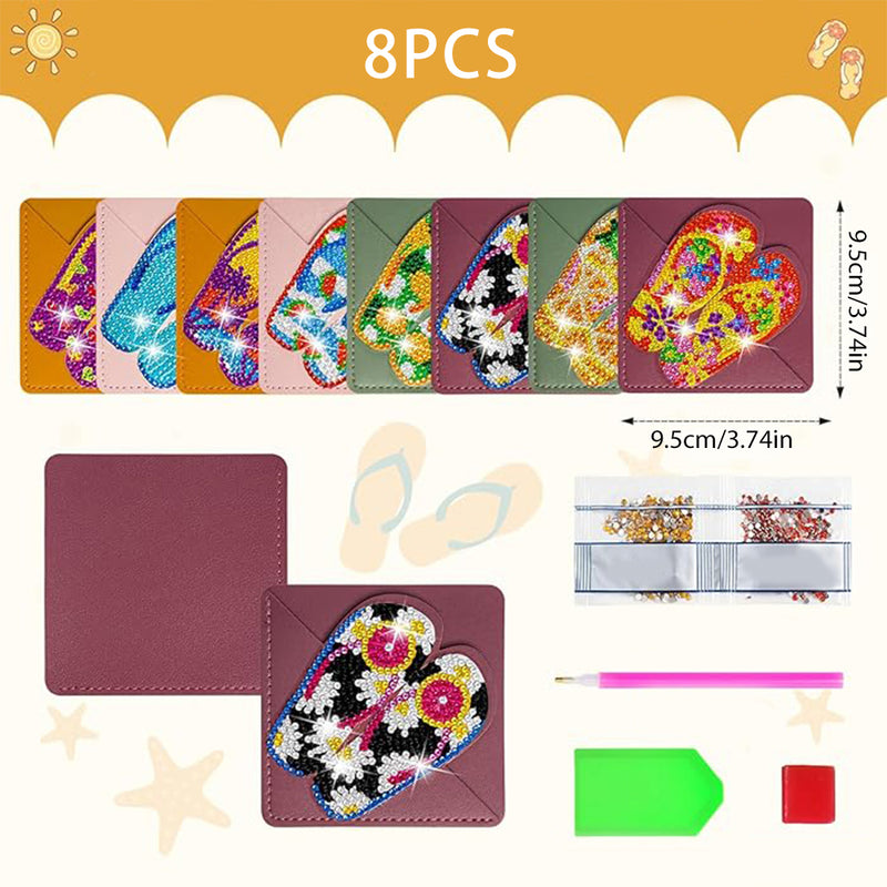 8Pcs Summer Flip Flops PU Corner Cover Bookmark Diamond Painting Kits