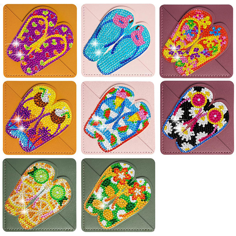 8Pcs Summer Flip Flops PU Corner Cover Bookmark Diamond Painting Kits