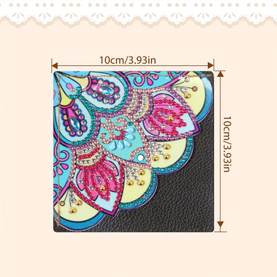 6Pcs Petal Shaped Mandala PU Corner Cover Bookmark Diamond Painting Kits