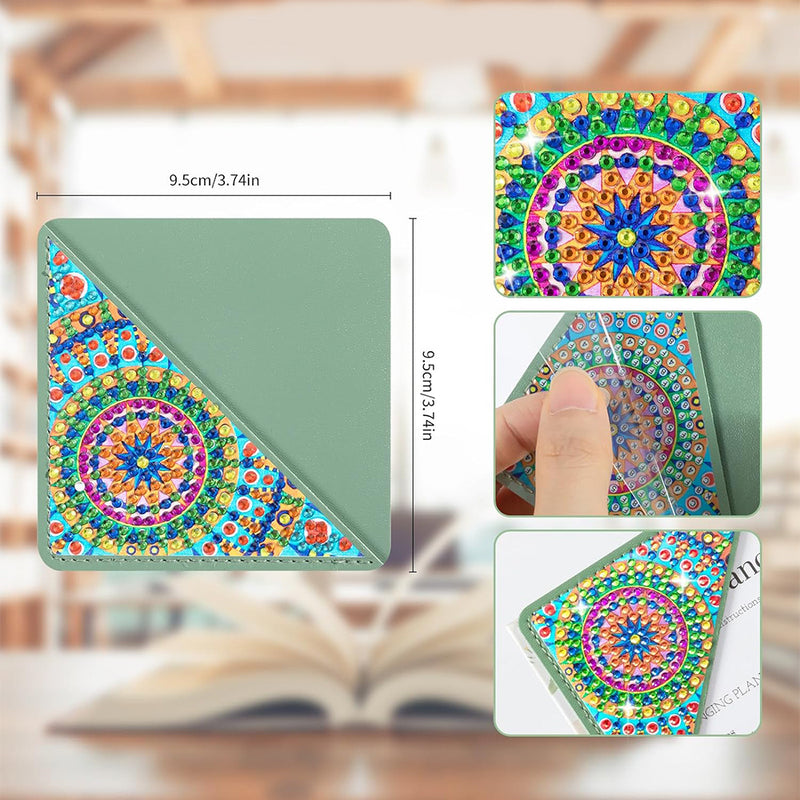 6Pcs Triangle Mandala PU Corner Cover Bookmark Diamond Painting Kits