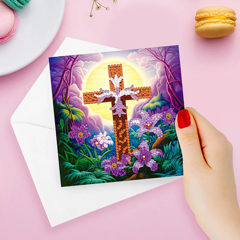 Flower Cross Greeting Cards | 8 Pieces