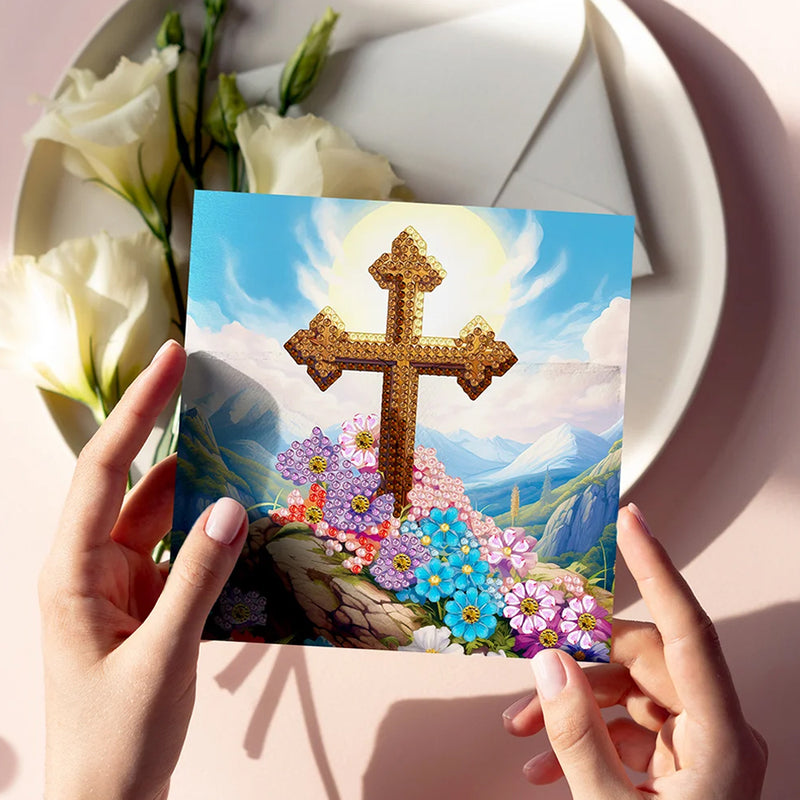 Flower Cross Greeting Cards | 8 Pieces