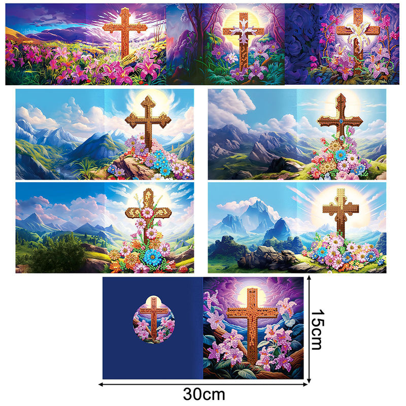 Flower Cross Greeting Cards | 8 Pieces