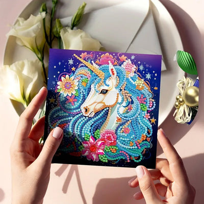 Unicorn and Flowers Greeting Cards | 8 Pieces