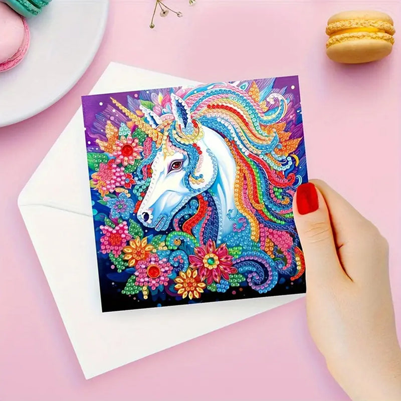 Unicorn and Flowers Greeting Cards | 8 Pieces