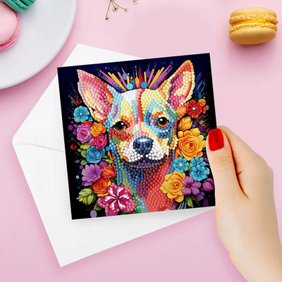 Dogs and Cats in Flowers Greeting Cards | 8 Pieces