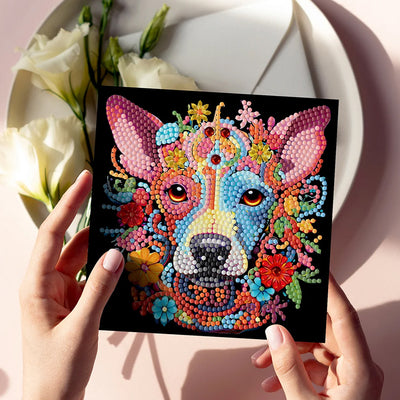 Dogs and Cats in Flowers Greeting Cards | 8 Pieces