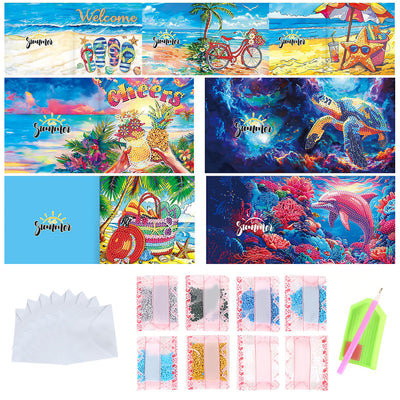 Summer Seaside Vacation Greeting Cards | 8 Pieces