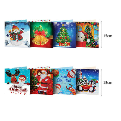 Cartoon Christmas Greeting Cards | 8 Pieces