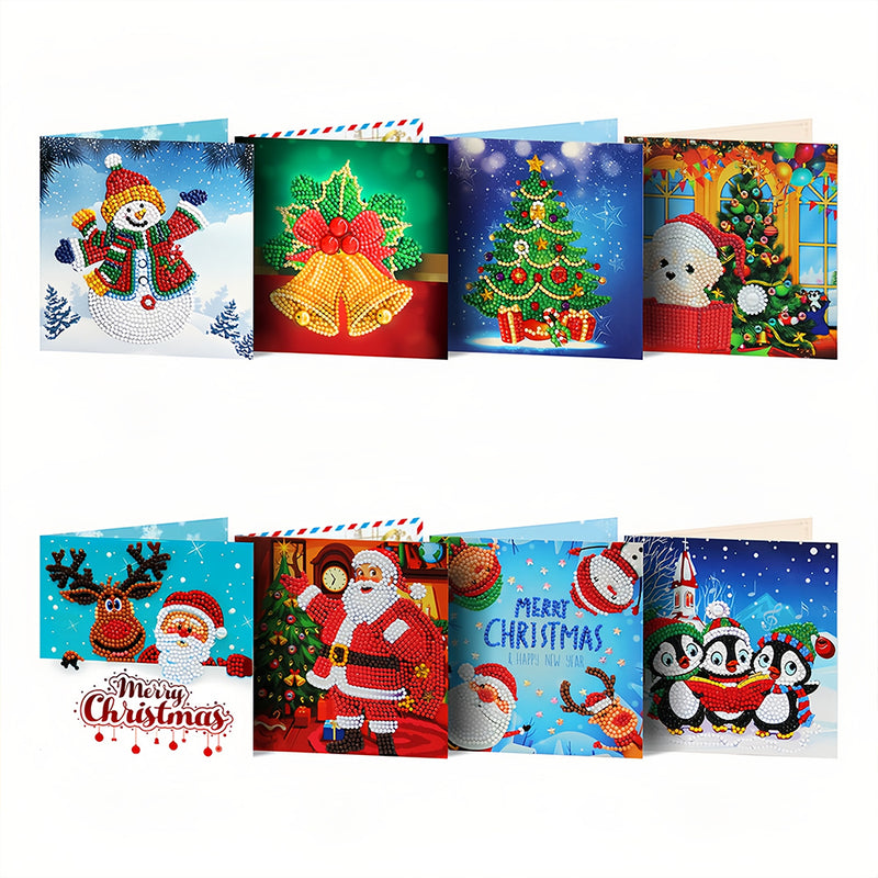 Cartoon Christmas Greeting Cards | 8 Pieces