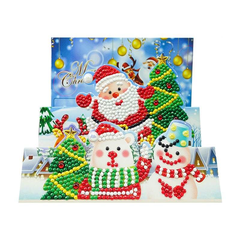 3D Cartoon Christmas Greeting Cards | 8 Pieces