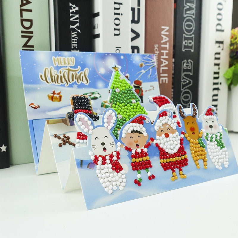 3D Cartoon Christmas Greeting Cards | 8 Pieces