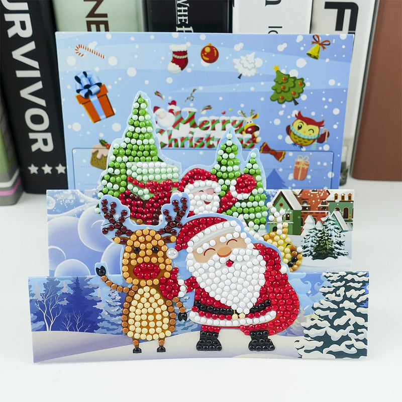 3D Cartoon Christmas Greeting Cards | 8 Pieces