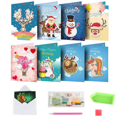 Cartoon Christmas and Birthday Greeting Cards | 8 Pieces