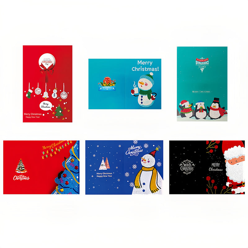 Cartoon Christmas Greeting Cards | 6 Pieces