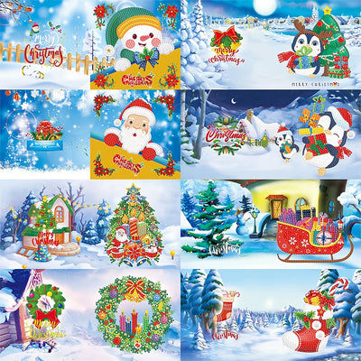 Cartoon Christmas Greeting Cards | 8 Pieces