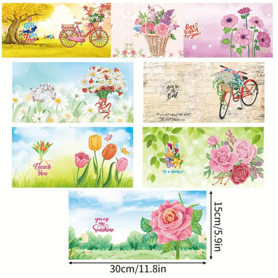 Bicycles and Flowers Greeting Cards | 8 Pieces